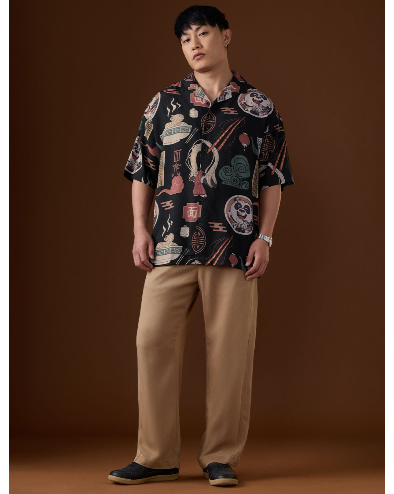Asian Ramen Print Oversized Shirt 3