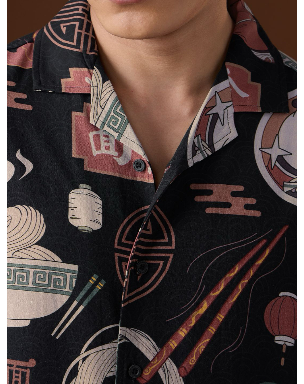 Asian Ramen Print Oversized Shirt 2