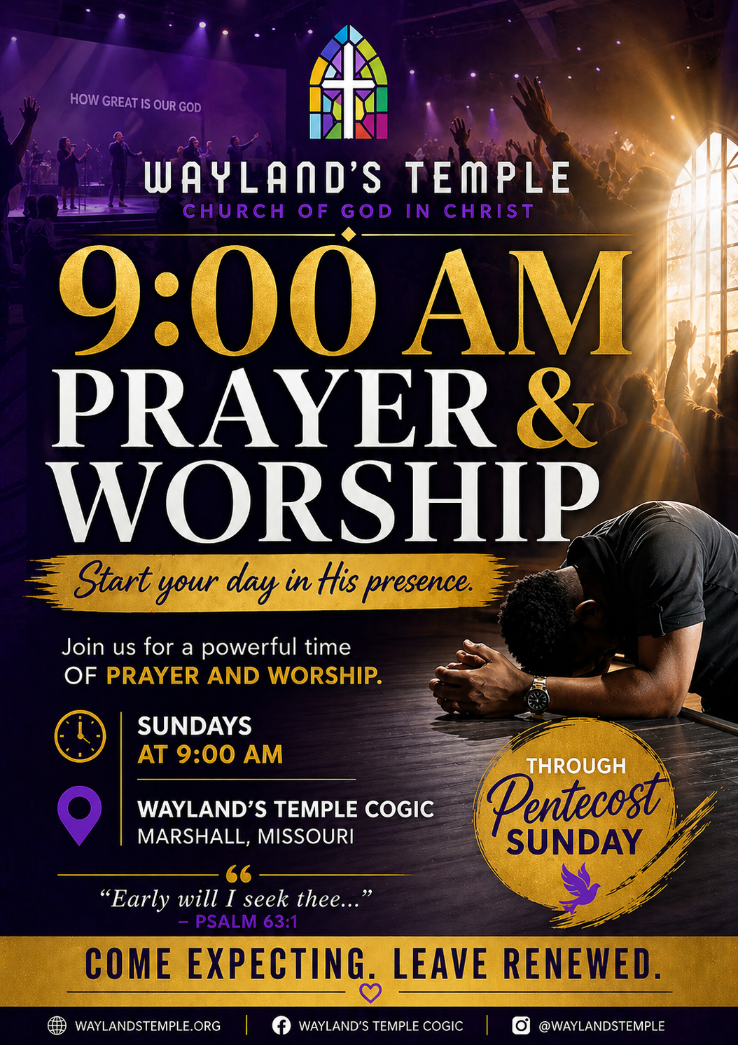 9:00 AM Prayer & Worship — Wayland Temple Church