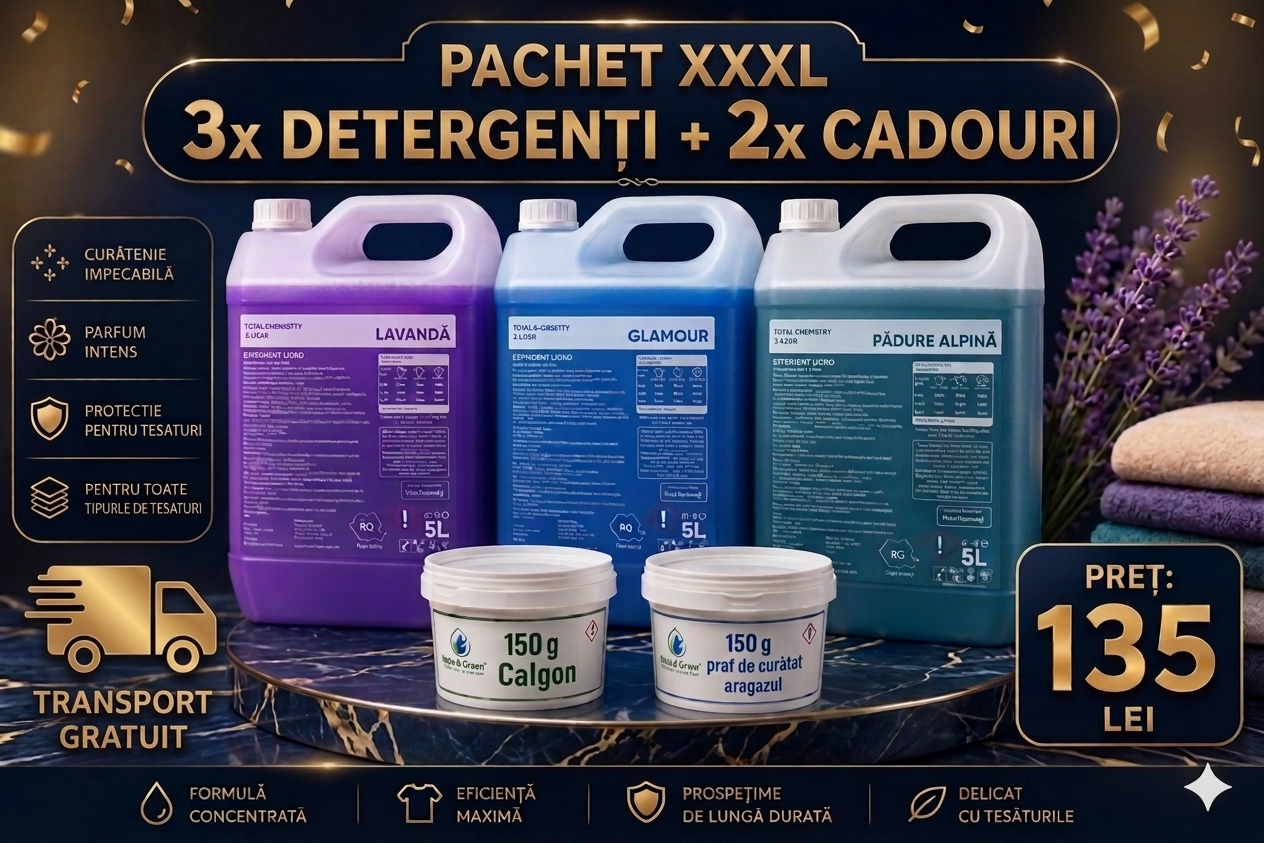 PACHET XXXL DETERGENT LICHID PREMIUM 3×5L - Lavandă + Pădure Alpină + Glamour - imagine 1