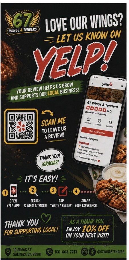 67 Wings 5-star reviews on Yelp