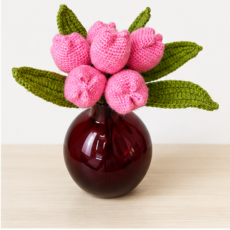 Blushing Tulips — Crochet Vase