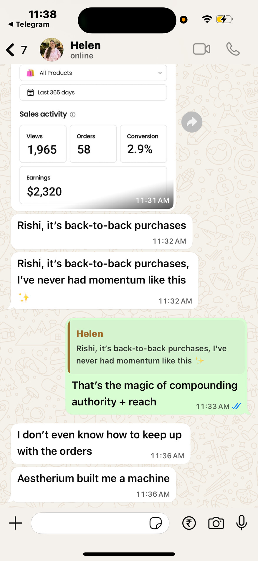 WhatsApp screenshot from Helen