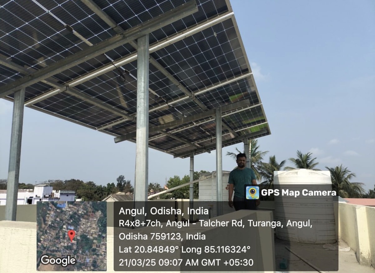 Happy customer with solar installation