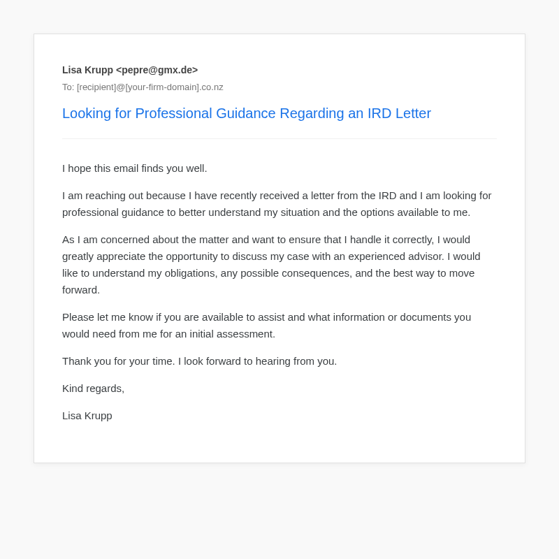 Email Sample screenshot