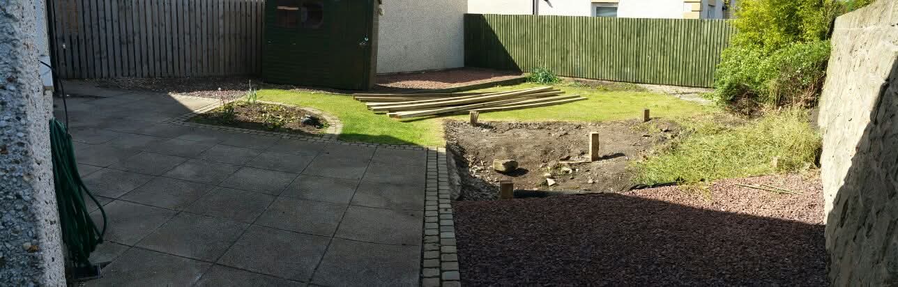 Deck, Blue Slide & New Lawn before