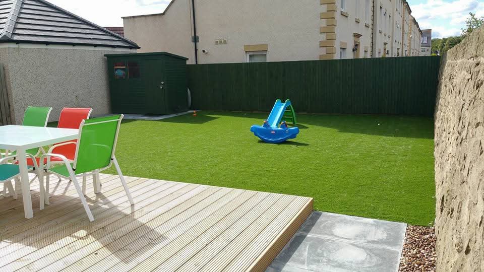 Deck, Blue Slide & New Lawn