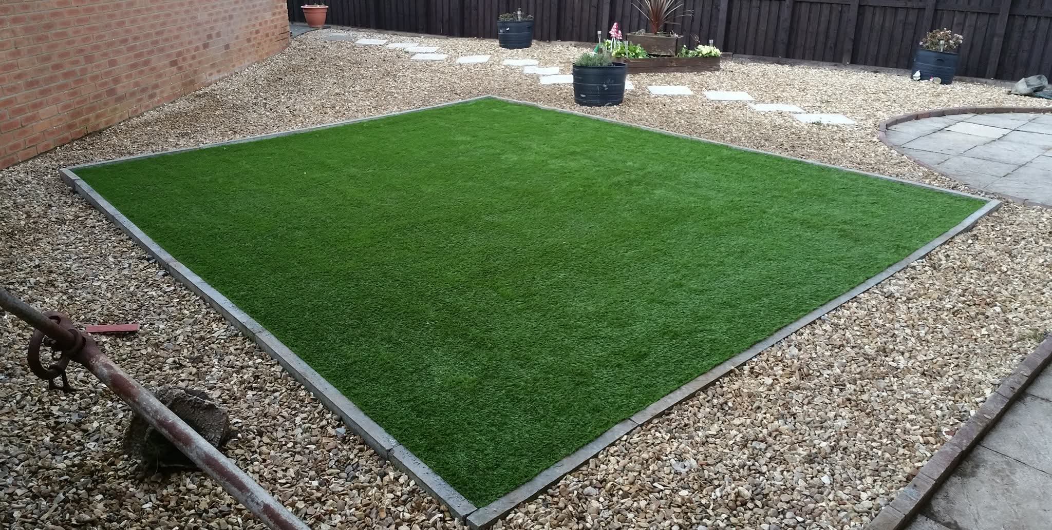 Gravel-Bordered Rectangular Lawn