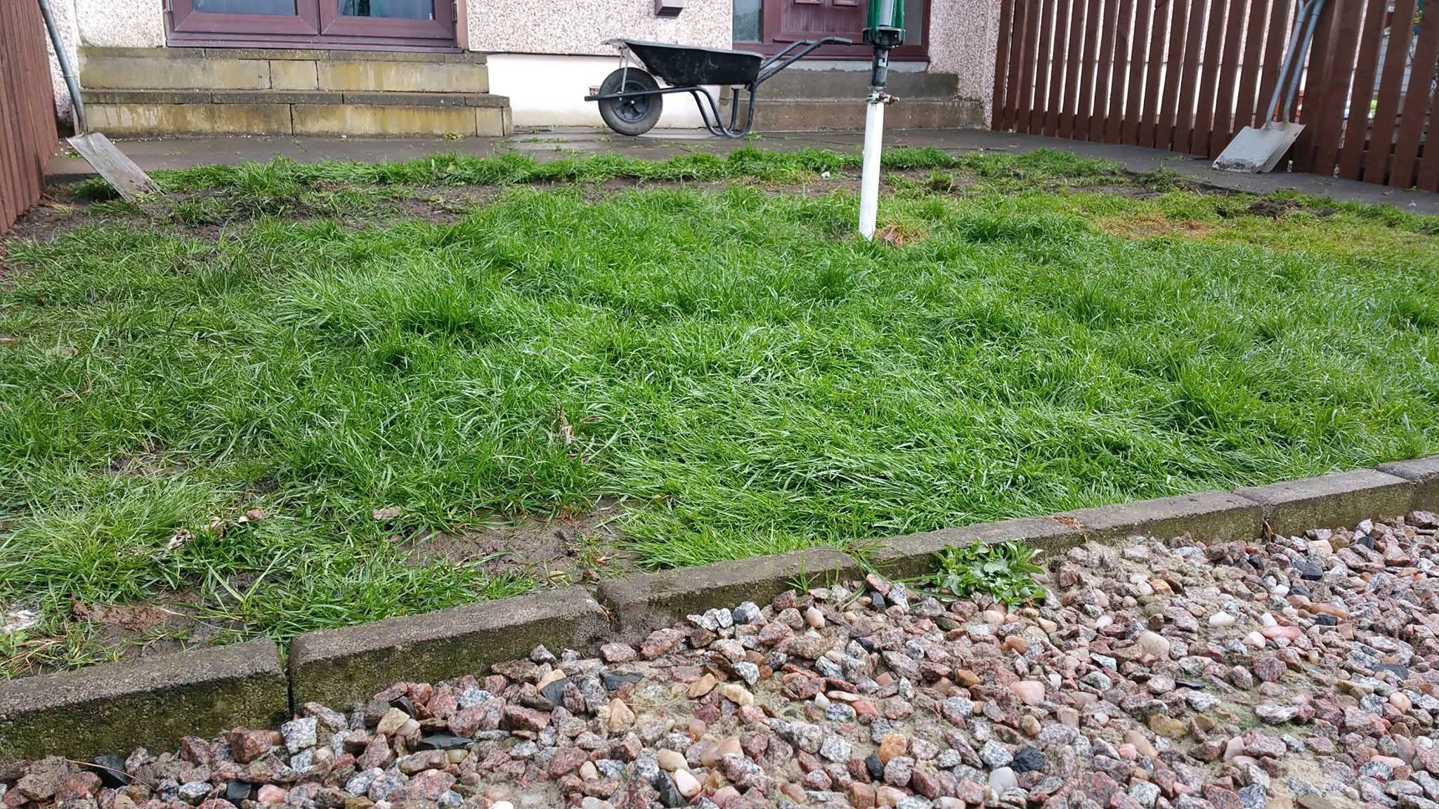 Stone Path & Artificial Grass before
