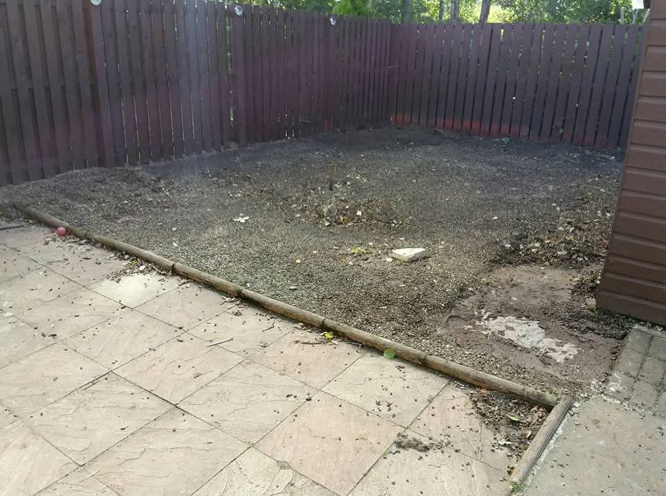 Back Garden Decking & Artificial Grass Transformation before